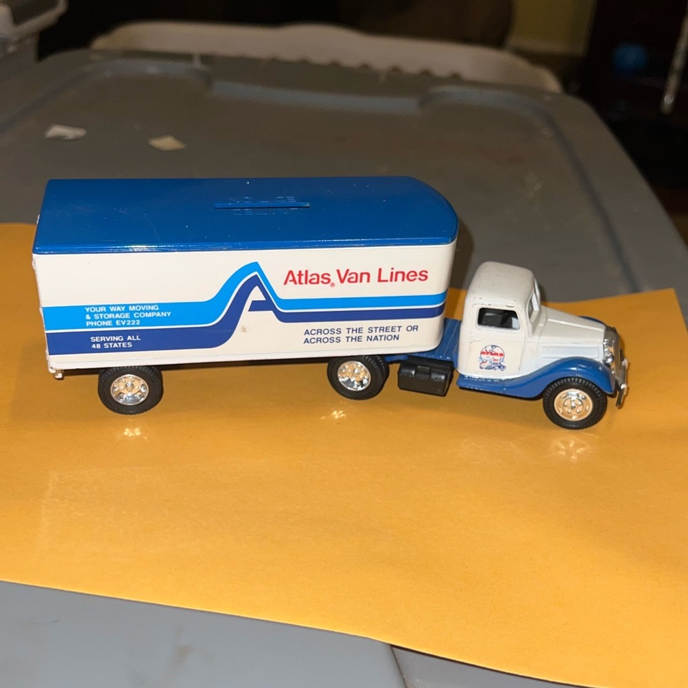 Limited Edition 1937 Ford Tractor Trailer Bank Atlas Van Lines Coin Bank - Picture 2 of 14